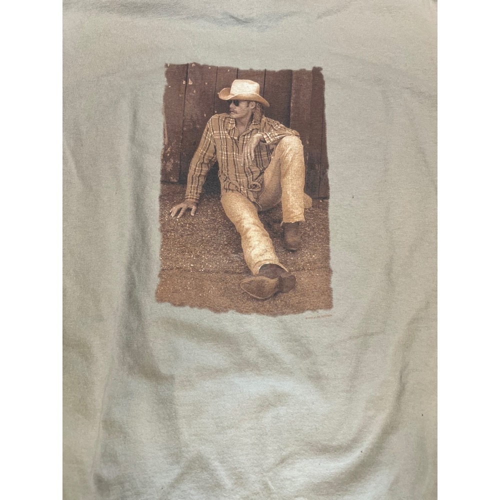 Alan Jackson Mens Tan Graphic T-Shirt Bass Fishing Country Music Anvil XL